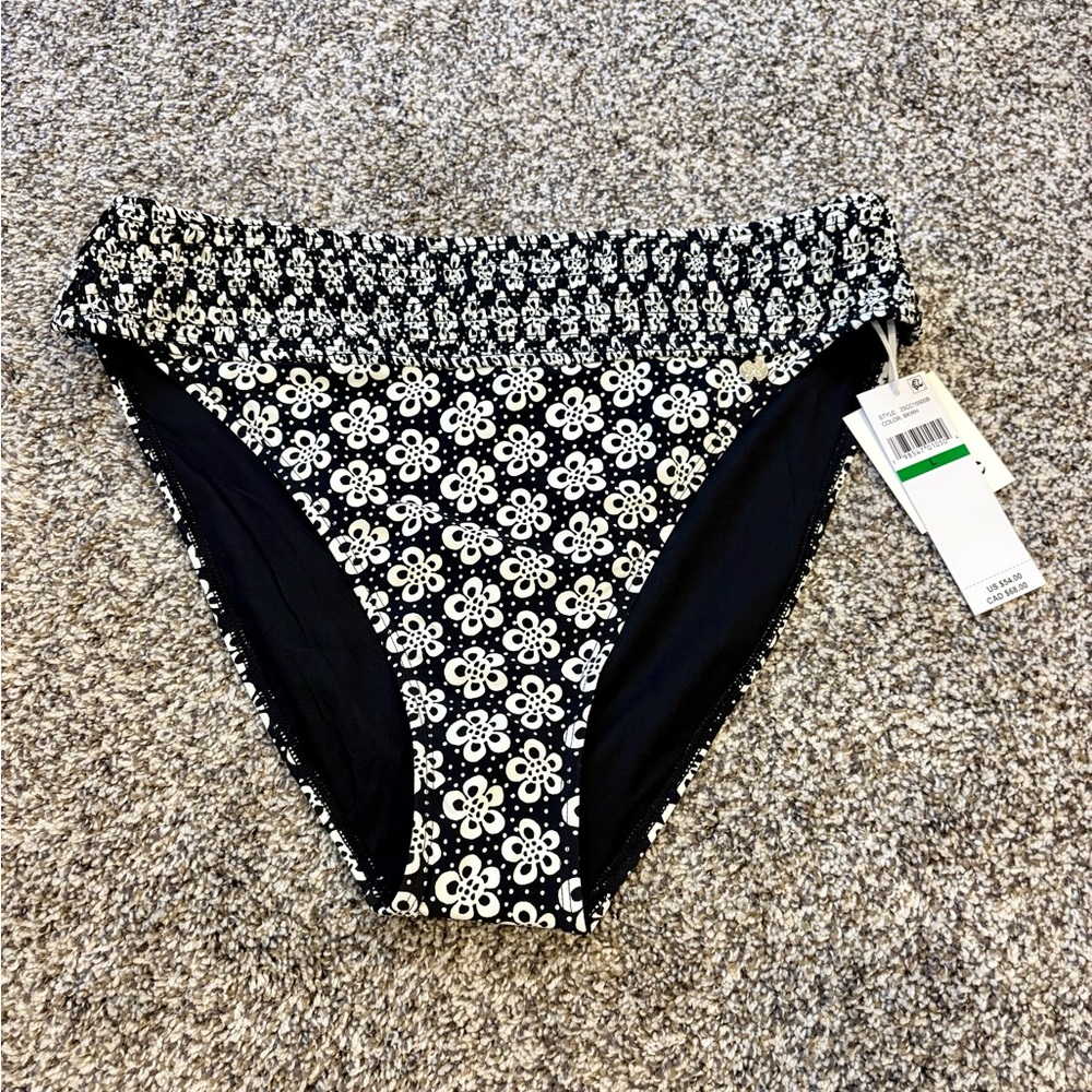 CeCe Black & White Floral Swim Bottoms